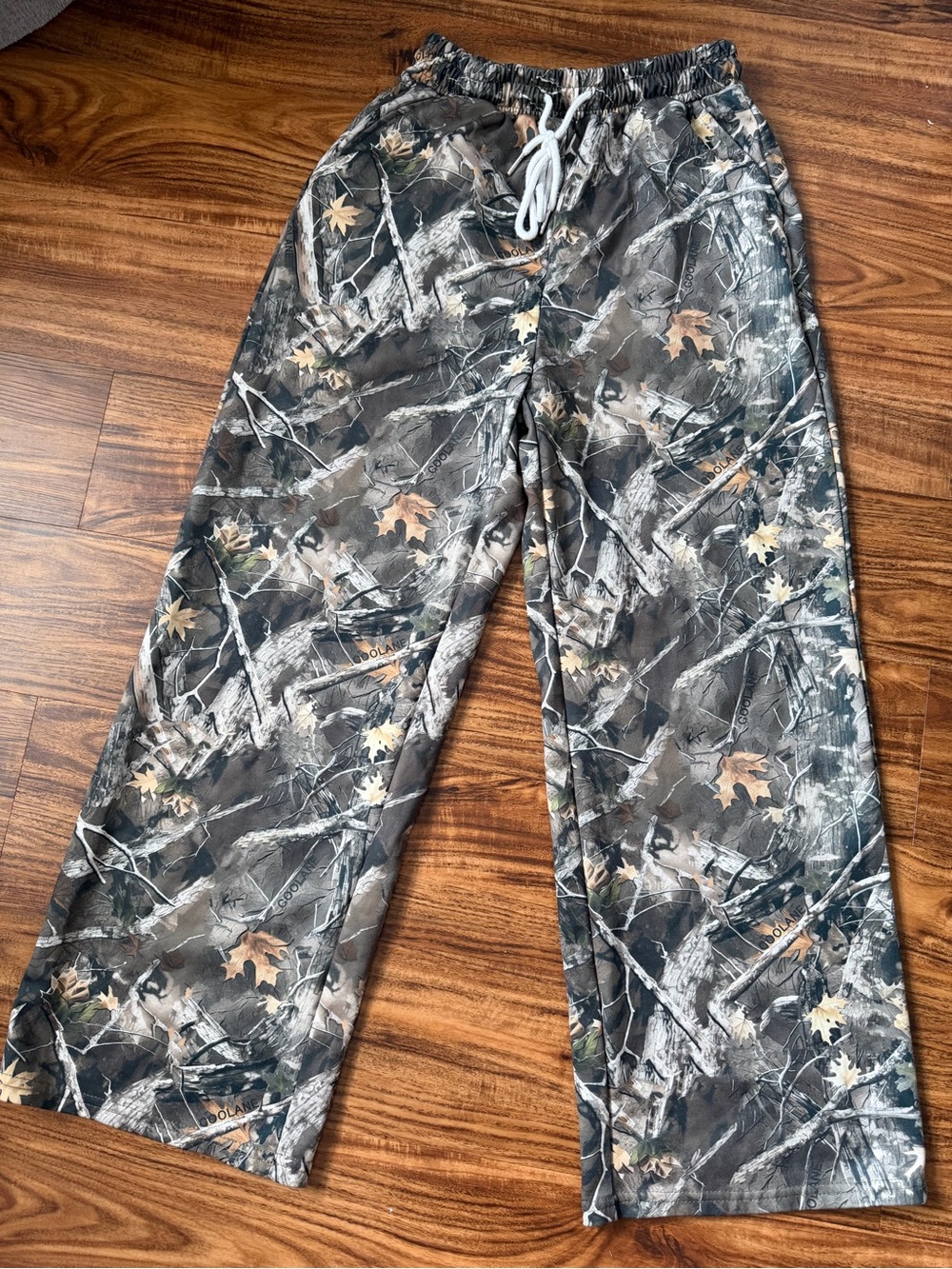 SHEIN Woodland Camo Drawstring Sweatpants - Gray & Green